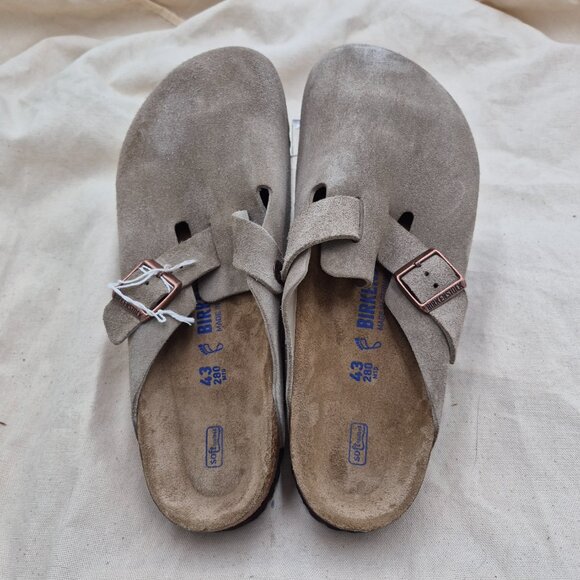 NEW Birkenstock Boston Suede Taupe Slip-on Clogs Soft footbed Mens 43 US 10-10.5 - Picture 2 of 6